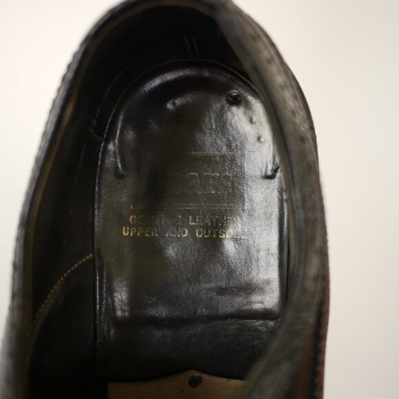 Vintage 1970s SEARS Genuine Black Leather Dress Wingtips Brogues Oxfords 9.5 43 main image 4
